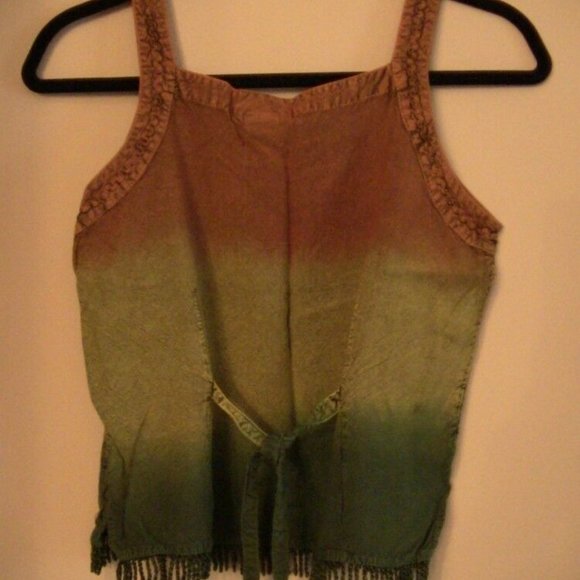 Brown Green Tank Top Gold Sparkle Sequin Home Size Small Ombre Style Fashion - Picture 4 of 4